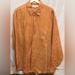Joseph Abboud 100% Linen Rust colour Button-Up Shirt